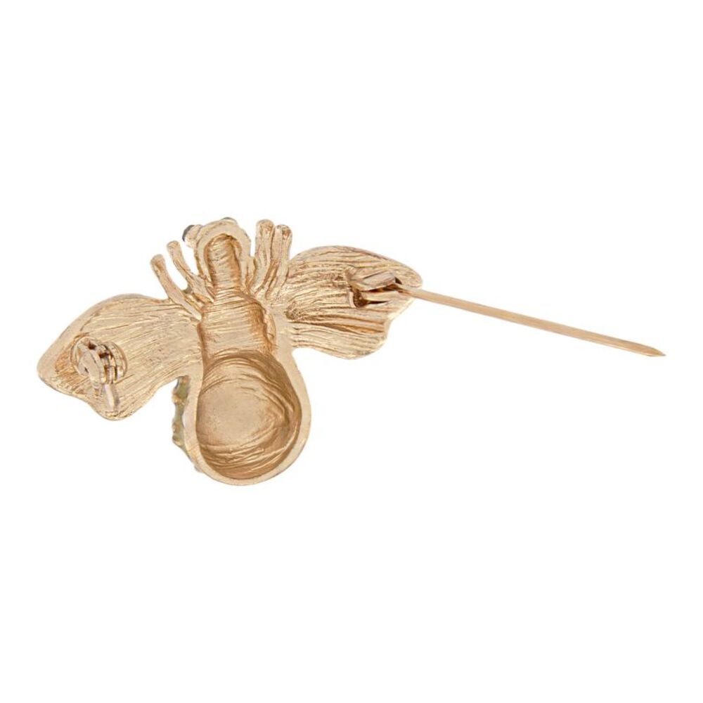 Gold Colored Bumblebee Brooch Pin with Pave Crystal Accents - Picture 8 of 9